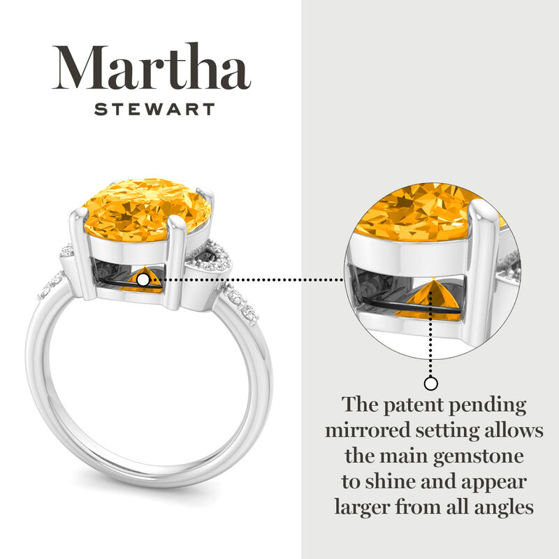 Martha Stewart 4 1/2ctw. Oval Citrine & Lab Grown Diamond Ring In Sterling Silver image number null